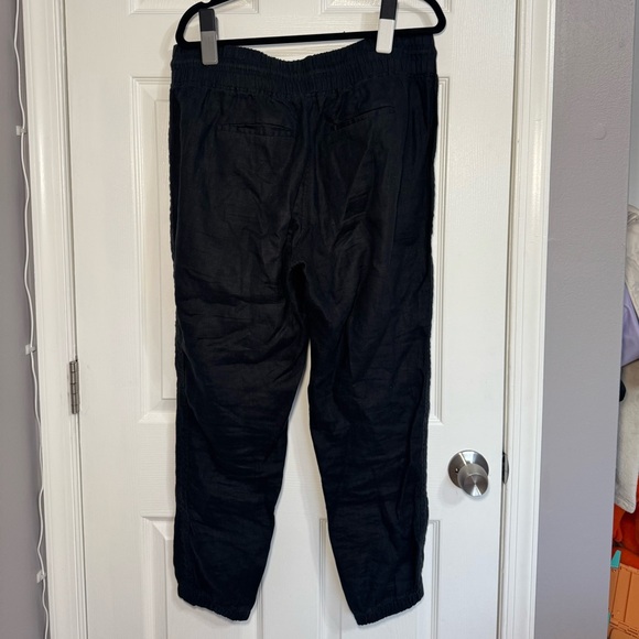 Athleta 100% Linen Cabo Linen Jogger Pants Women's Black Athleisure 16 EUC - Picture 3 of 6